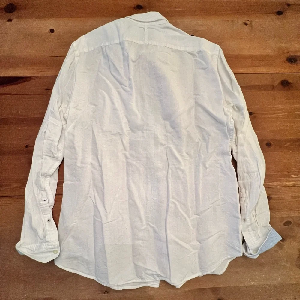 Men’s White Colten Linen Button Collar Banana Republic Shirt size Medium - Picture 4 of 5